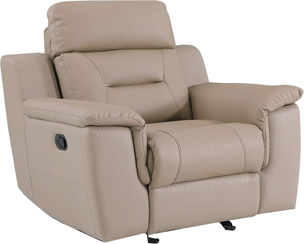Walker Leather Match Upholstered Reclining Living Room Chair, Hazel Wood