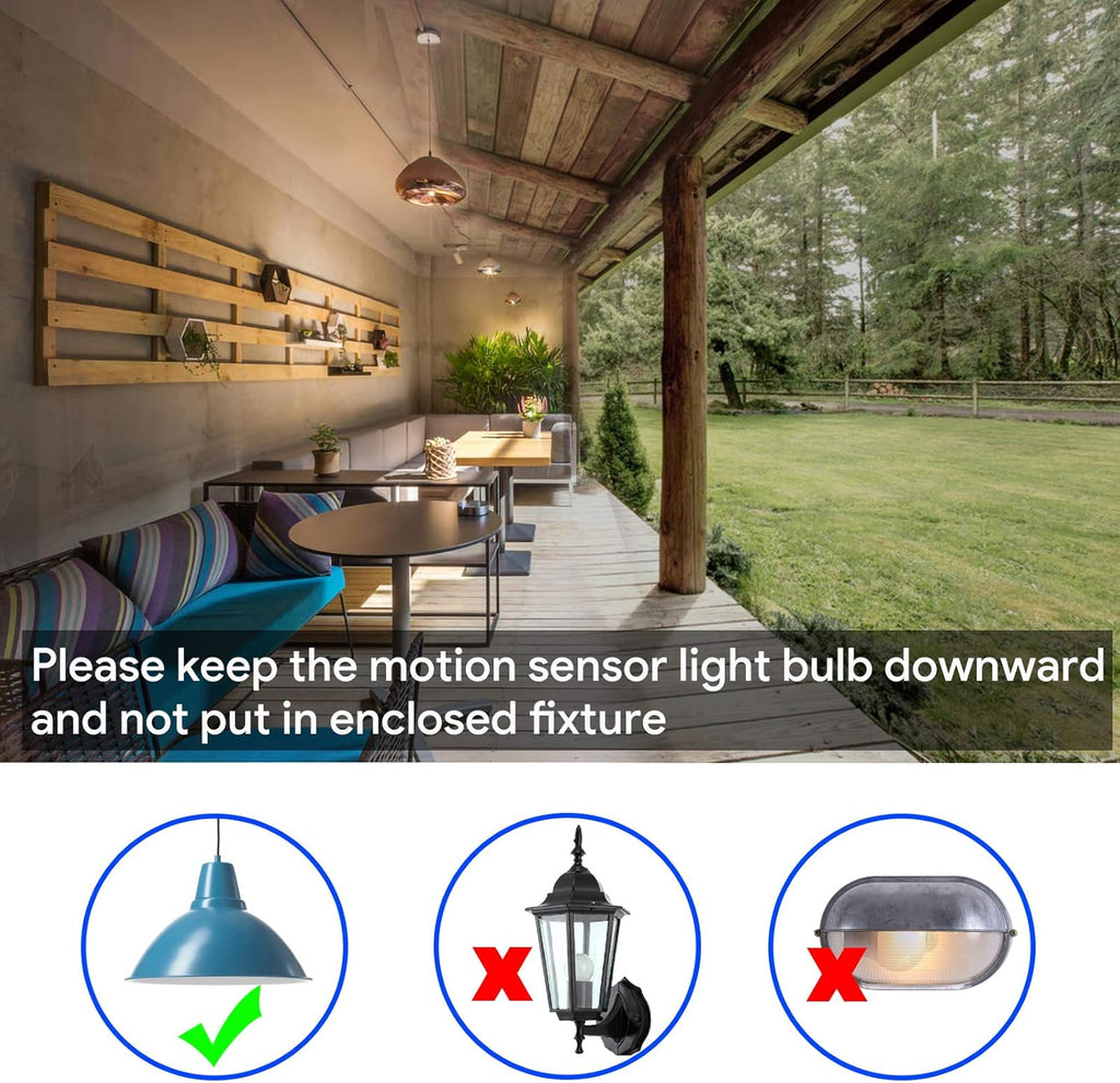 Energetic Motion Sensor Light Bulb, 60 Watt Equivalent (8.5W), Indoor/Outdoor Automatic Activated by Motion, A19