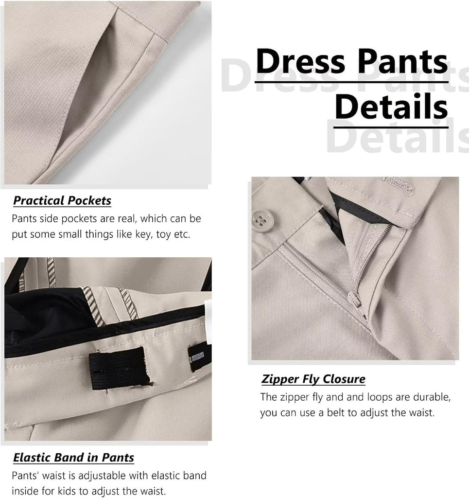 Boys Suit Kids Dress Pants Vest Suits Set with Shirt Tie Pocket Square