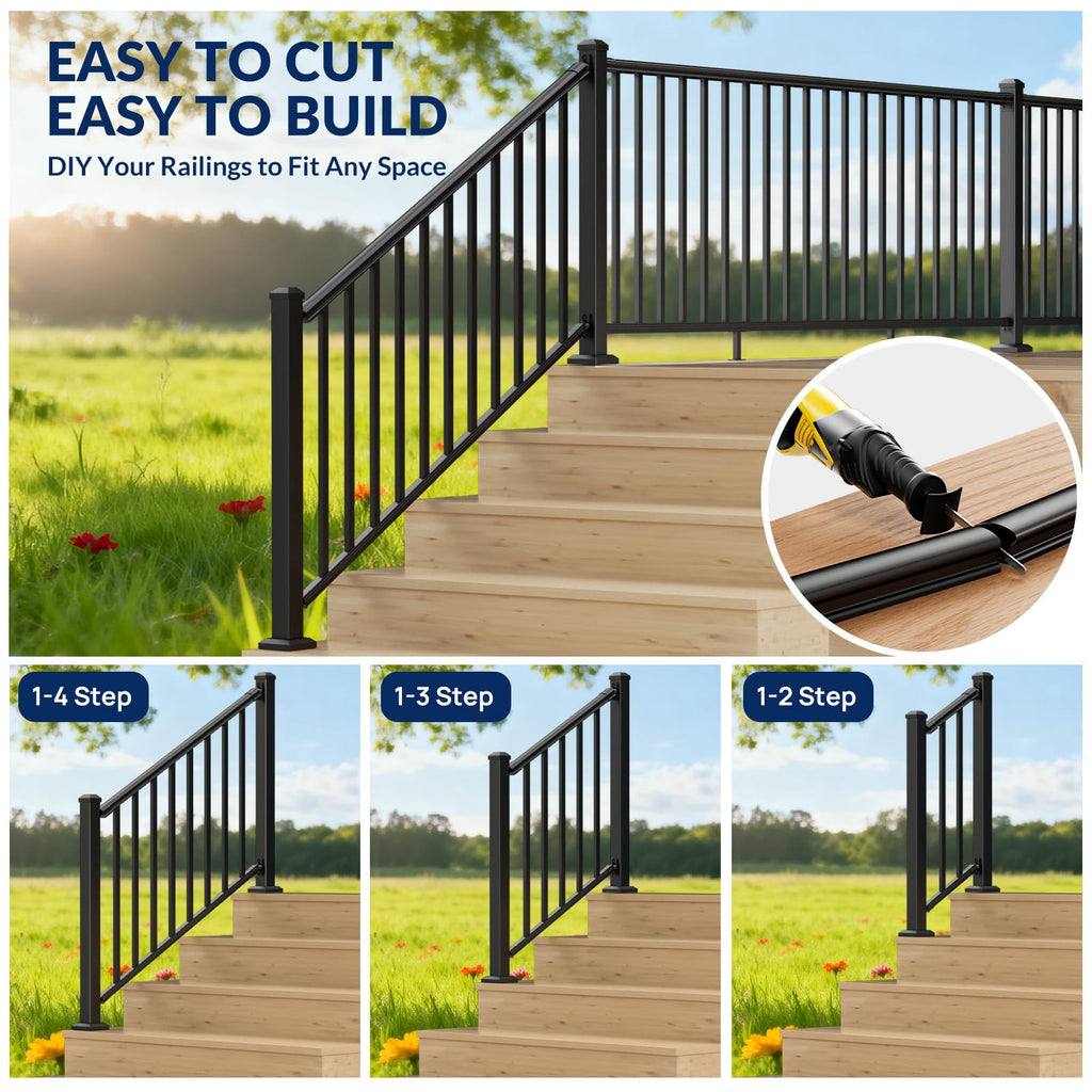 36 in x 8 ft Modular Aluminum Stair Railing Kit Without Post