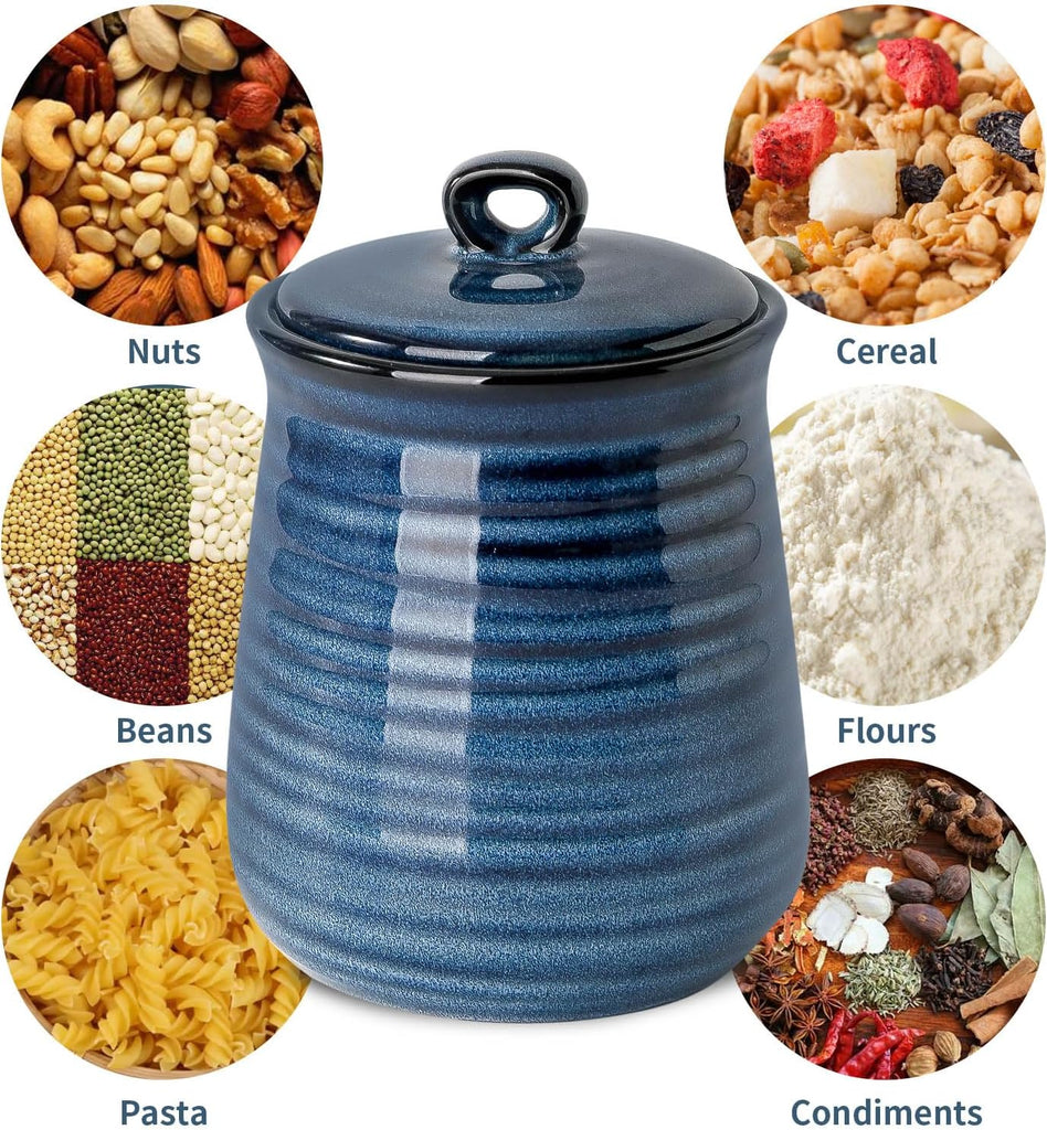 Ceramic Food Storage Jars,25 Oz Porcelain Kitchen Canisters with Airtight Lids,Flour Containers - Set of 3