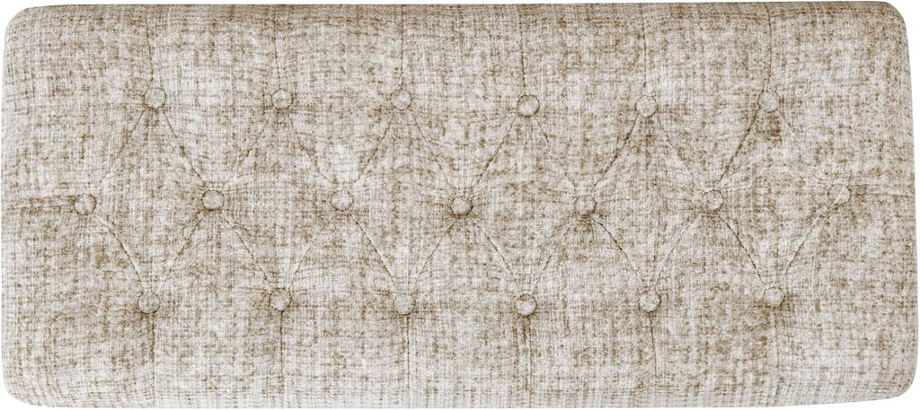 40" Ainsley Button Tufted Storage Bench - Cream Textural Woven
