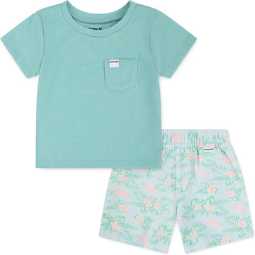 Baby and Toddler Boys' Soft Basic Cloud Slub T-Shirt and Shorts Piece Outfit Set