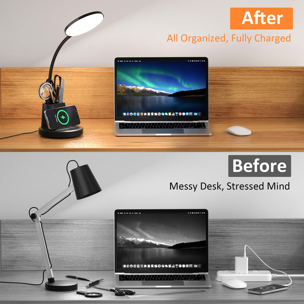 LED Desk Lamp with Wireless Charger, Black