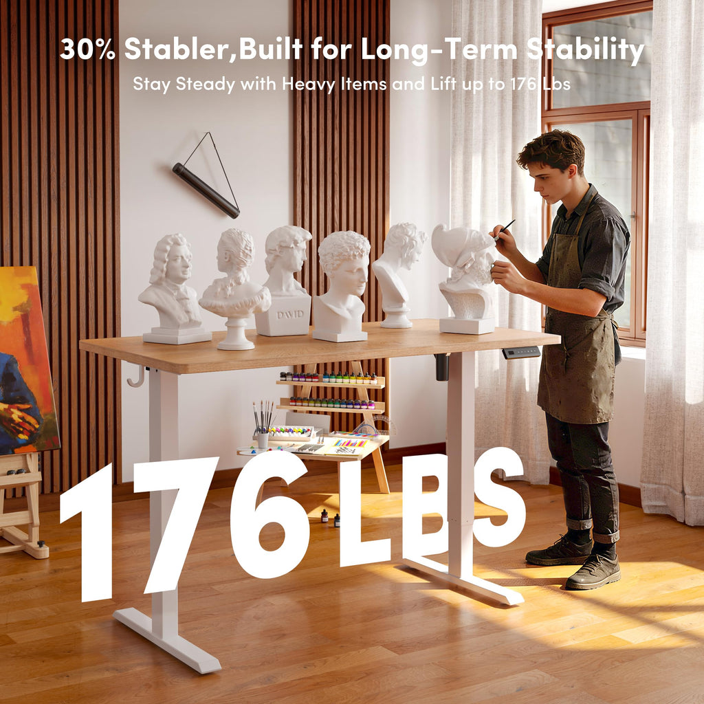 One-Piece Standing Desk, 48"x24" Seamless Tabletop Electric Height Adjustable, Study Rooms & Multi-Device