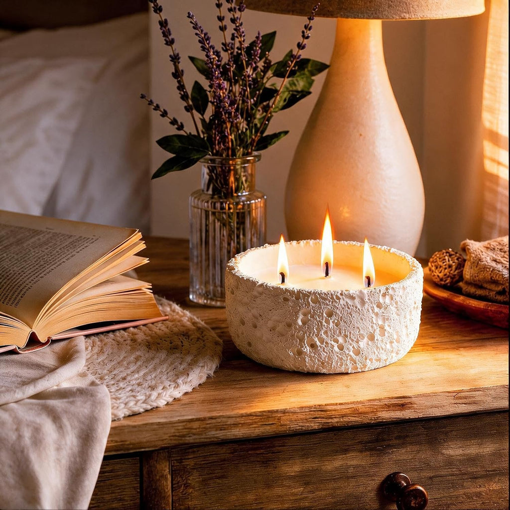 20oz Large Scented Candle - Vanilla Dreamscape, 3 Wick Non Toxic Soy Candles for Women, Matte Ivory White Ceramic Jar