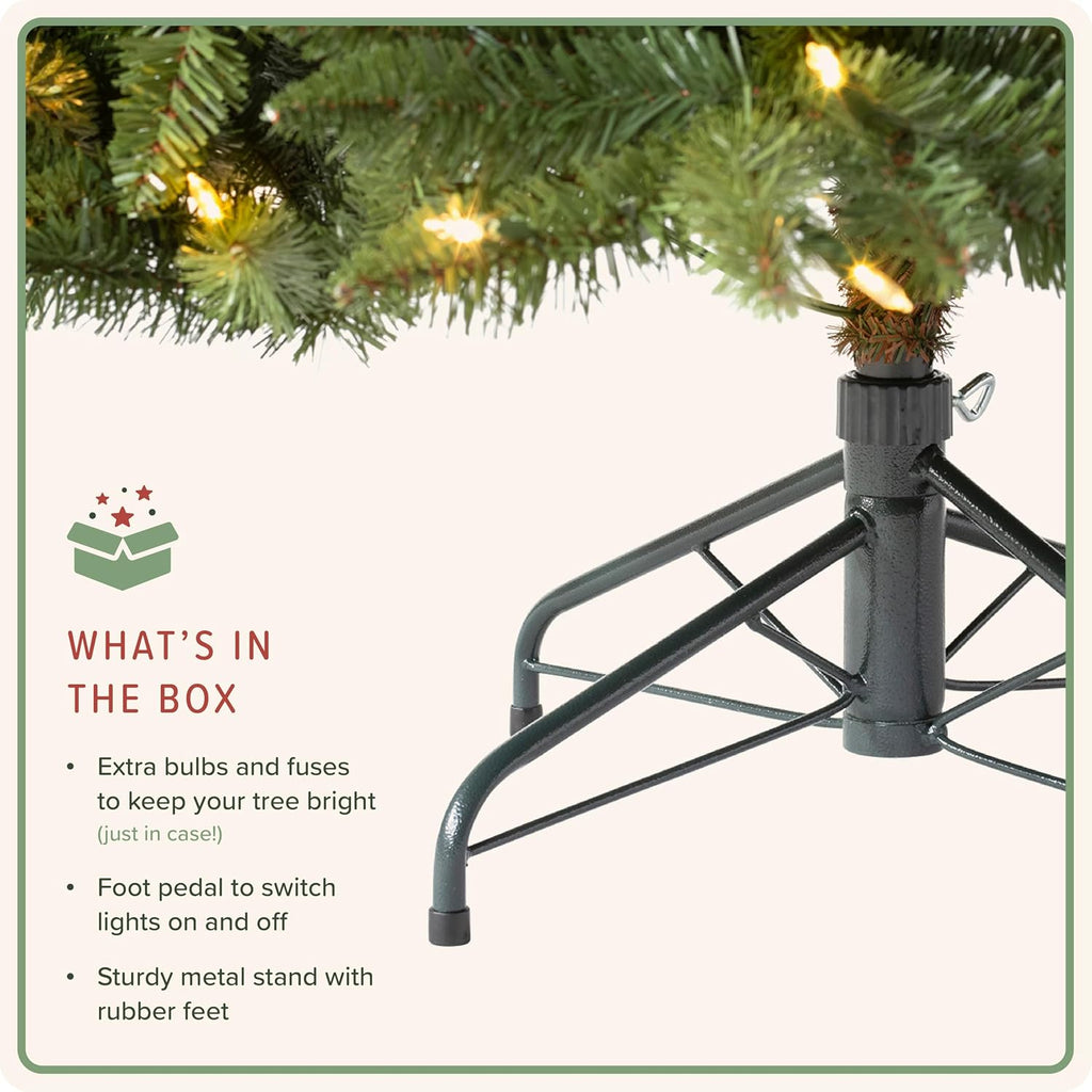Heritage Balsam Spruce - Artificial Indoor Christmas Tree, Hinged Branches, Holiday Decor, LED Clear