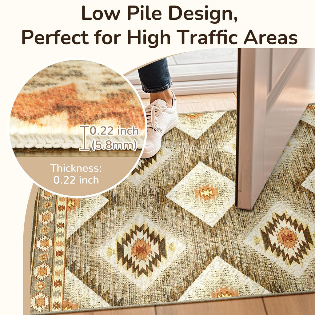 2'x10' Washable Area Rug Runner Cream/Camel