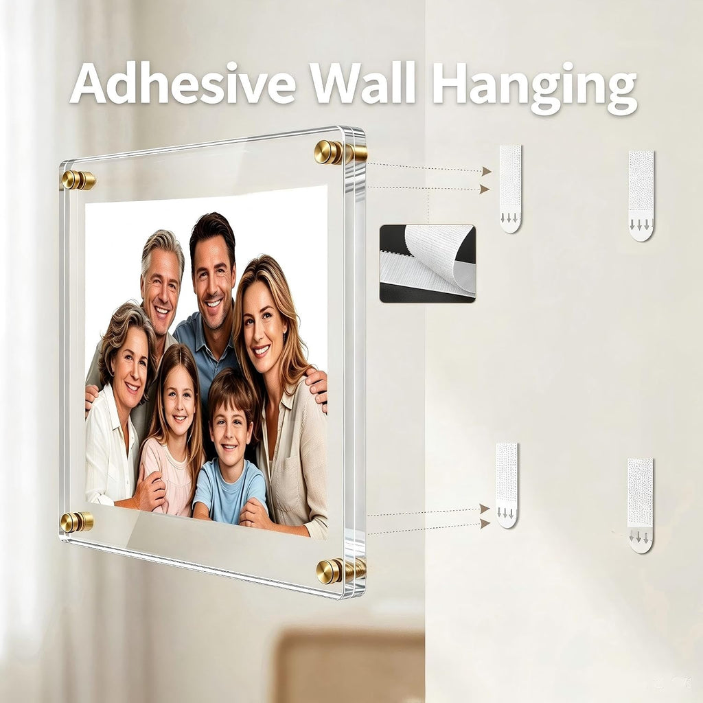 3 Pack 11x14 Acrylic Wall Mount Picture Frame Self Adhesive | Floating Frameless Clear Photo Frame for Diploma