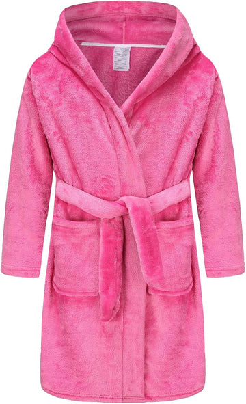 Girls Fleece Robe Soft Hooded Bathrobe Sleepwear For Girls