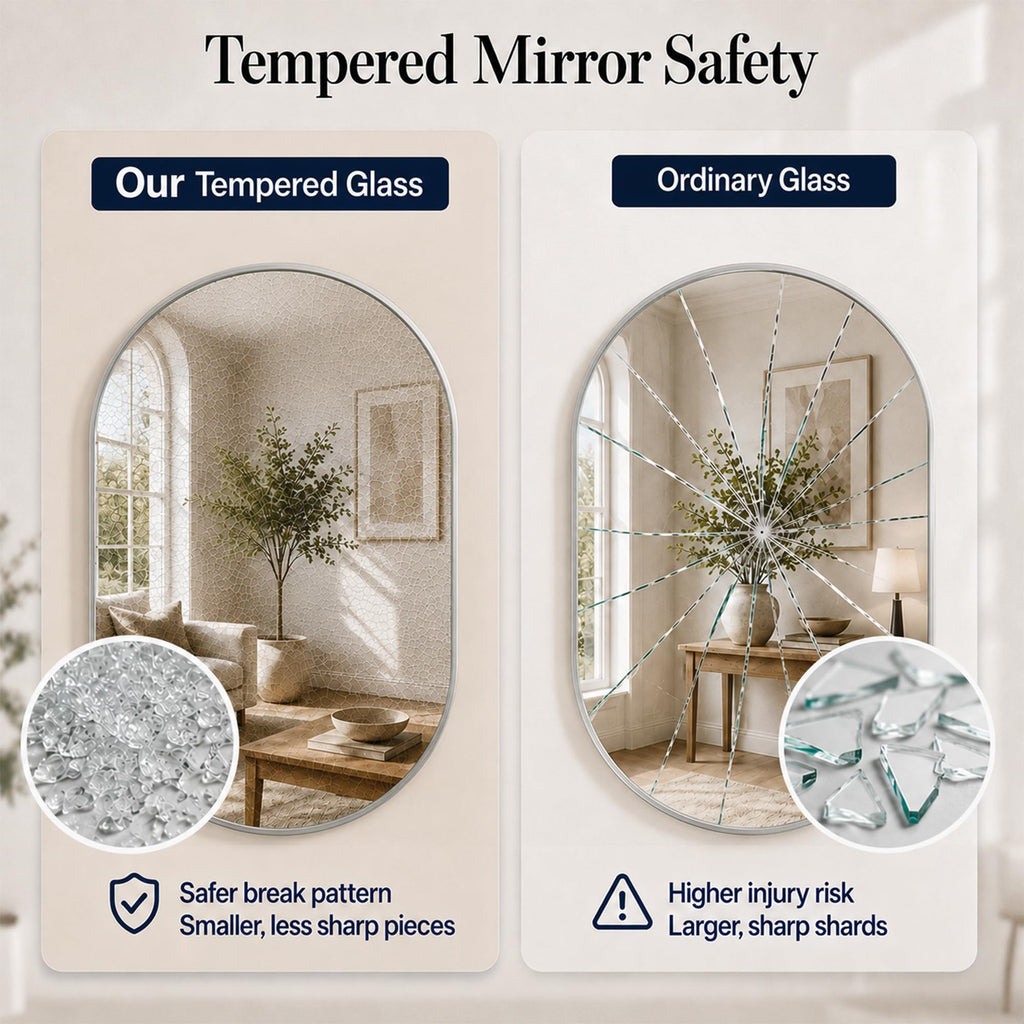 2-Pack 20x30 Inch Pill Shaped Bathroom Mirrors, Brushed Nickel