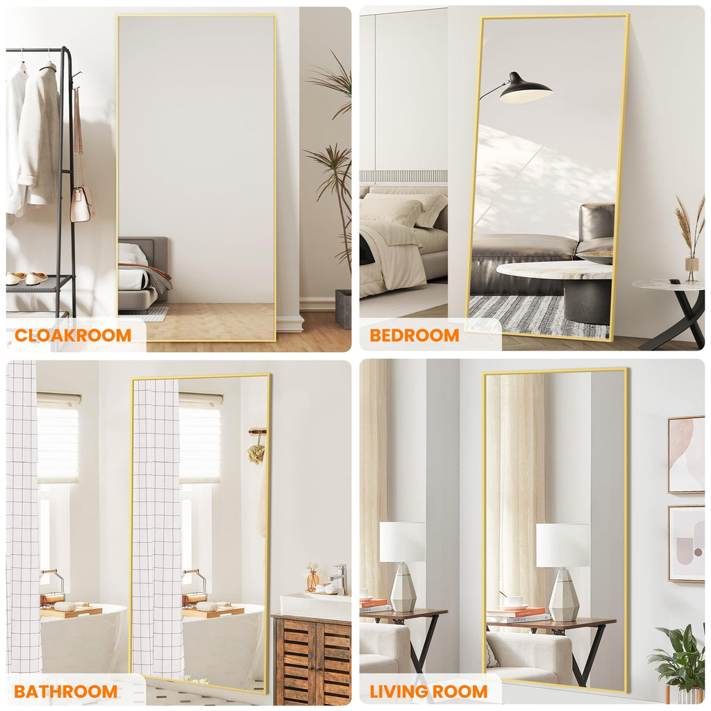 Full Length Floor Mirror 75"x35", Large Standing Body Mirror, Gold