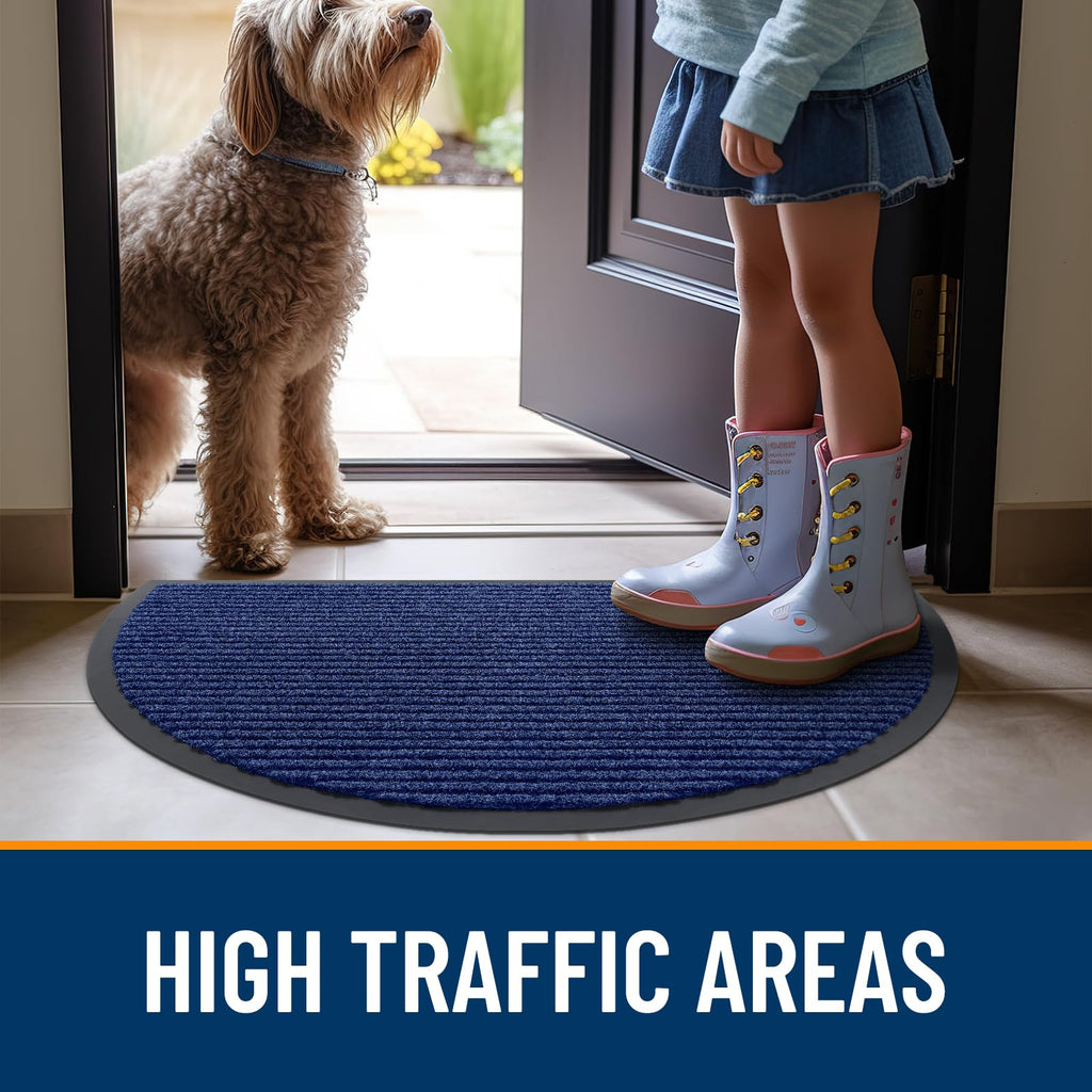 Half Circle Front Door Mat 47x32, Waterproof Heavy-Duty Doormat