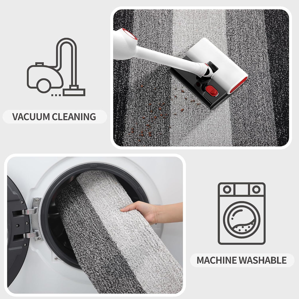 Indoor Outdoor Door Mat, 36x24 Non-Slip Dirt Trapper Doormats | Grey Low-Profile Washable Inside Entrance Front Floor