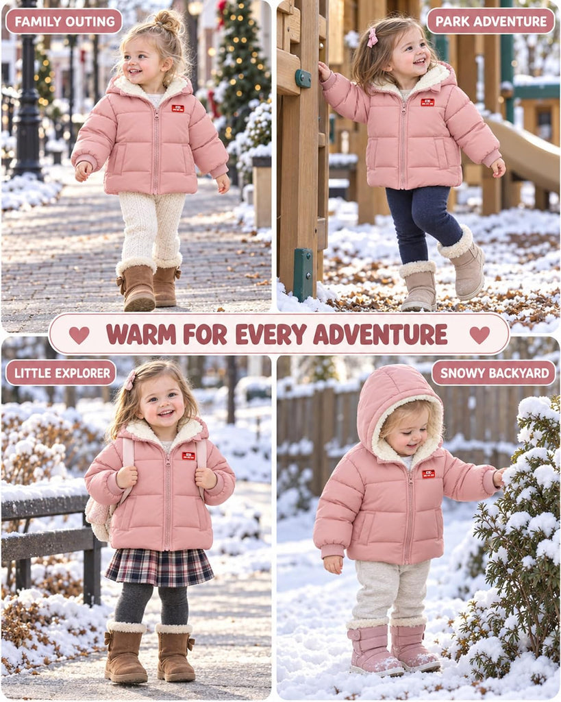 Baby Toddler Hooded Winter Coat Fleece Lined Puffer Jacket