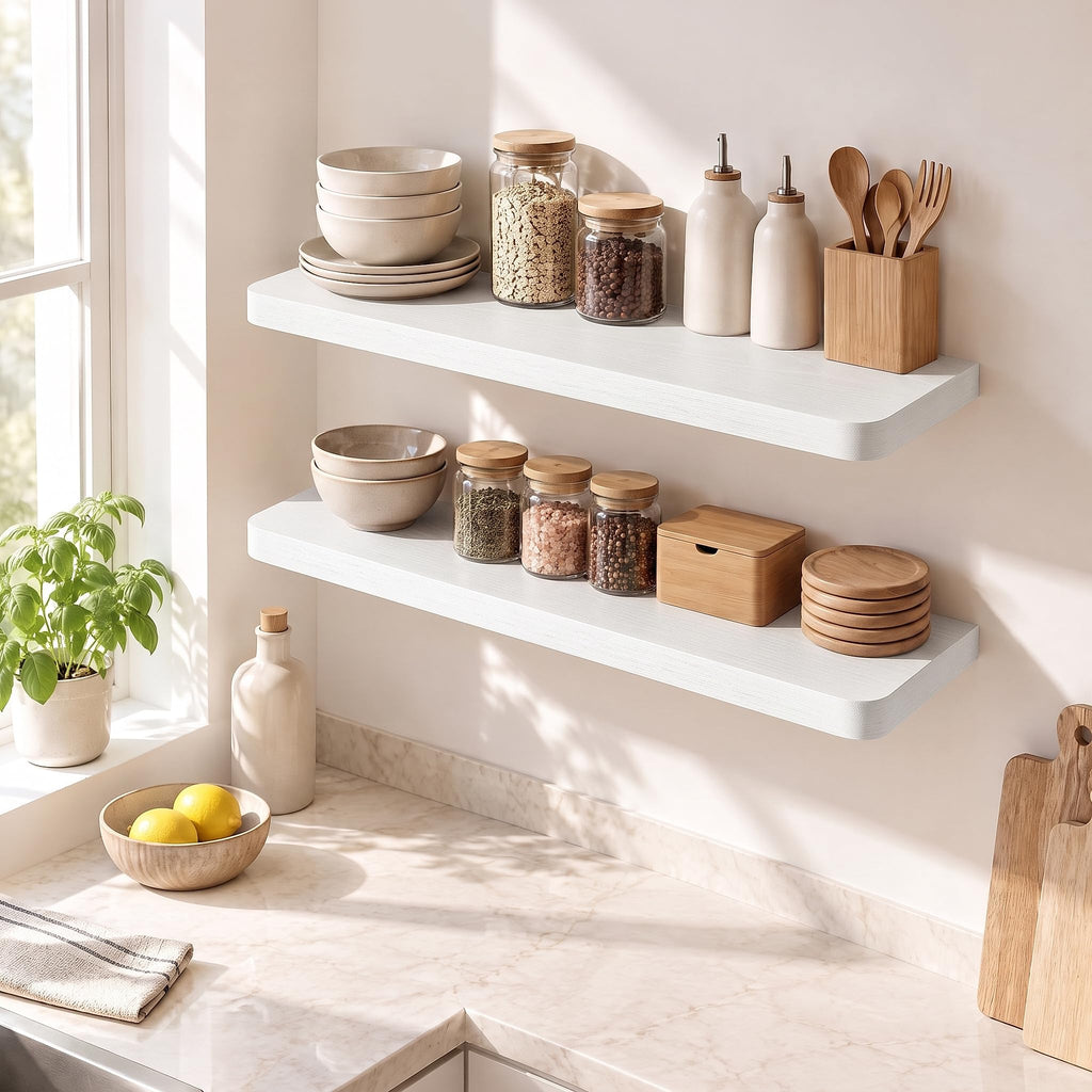 30 Inch Floating Shelves, 9.3" Deep Rounded Corners Wall Shelf