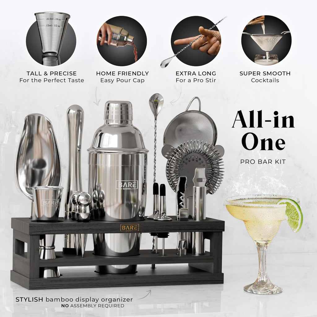 Mixology Bartender Kit Bar Set | 16-Piece Cocktail Shaker Set | Martini Barware Mixing Tools Bartending | Incl. 35 - Set of 16