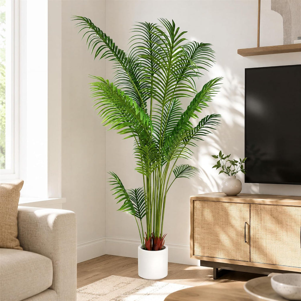 Artificial Palm Tree 6 ft Tall Fake Floor Plant Tropical Trees, 2 Pack - Set of 2