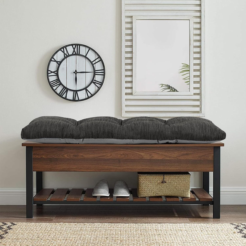 48 Inch Classic Solid Color Bench Cushion with Ties, Super Soft Indoor Outdoor Rectangle Bench Seat Cushion Standard