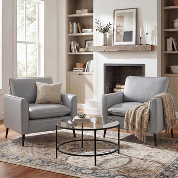 Grey Faux Leather Accent Chair - Set of 2