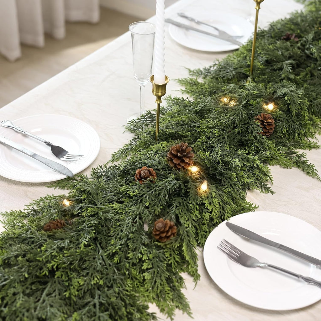 Lifelike Touch Artificial Cedar Garland for Christmas Decor(16 FT,1 PCS)
