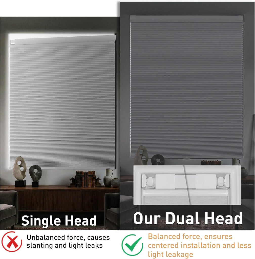 No Drill Top Down Bottom Up Blackout Cellular Shades 20" W x 64" H