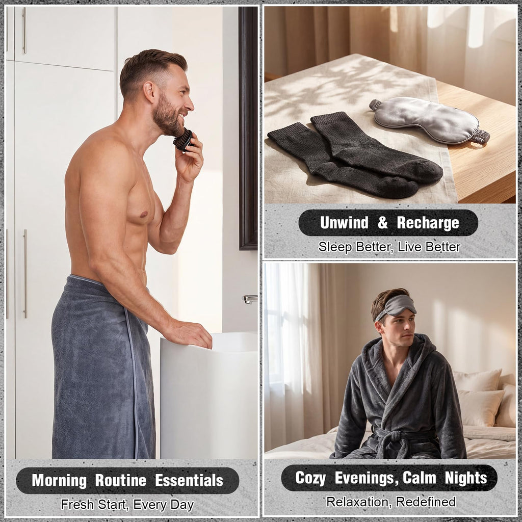9 Pcs Birthday Gifts for Men Beard Care Set for Him Father's Gifts Basket Kit Get Well Soon Gift Basket with Hooded