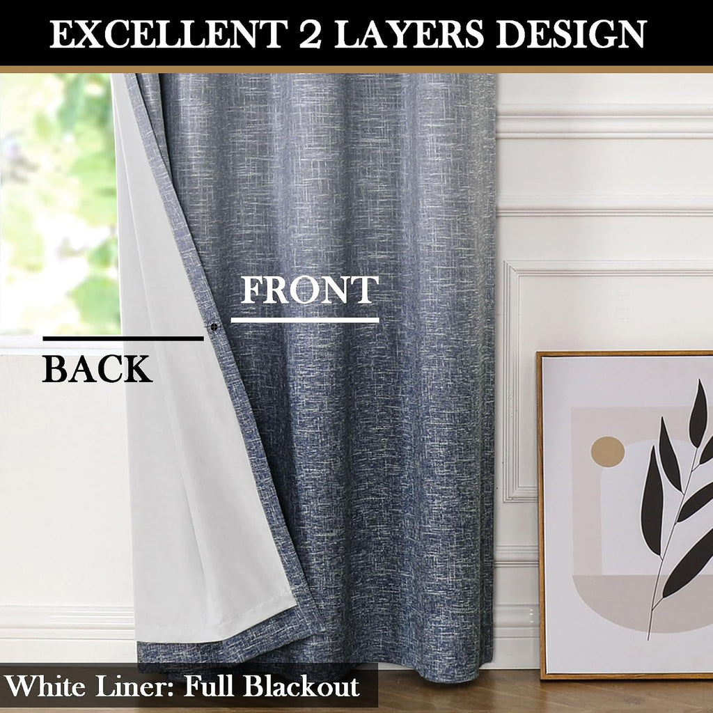 Ombre Full Blackout Curtain Panels 84 Inch Long Noise Reducing Energy Efficient Window Treatment Drapes for Bedroom