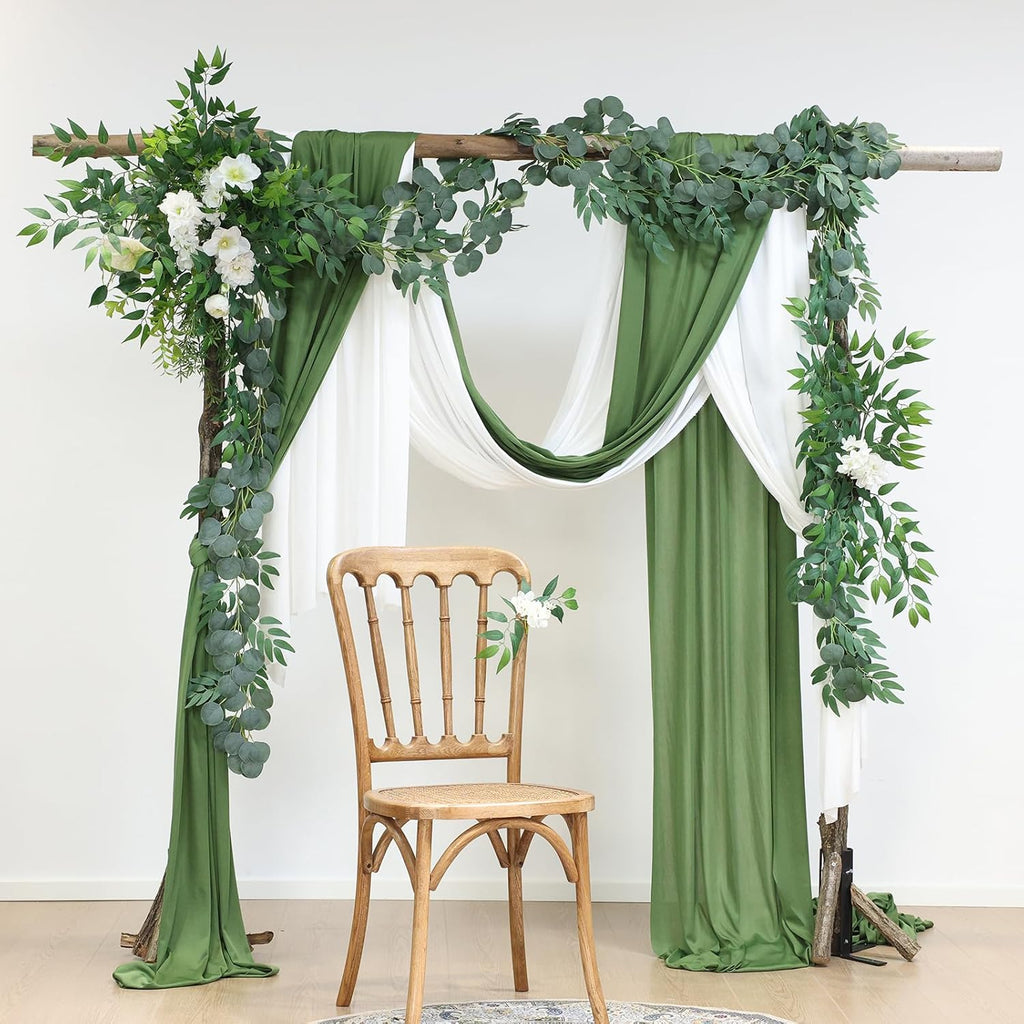 Strands Artificial Vines Eucalyptus Garland 79" Fake Vine with Silk Green Leaves Faux Hanging Plants Greenery - Set of 2