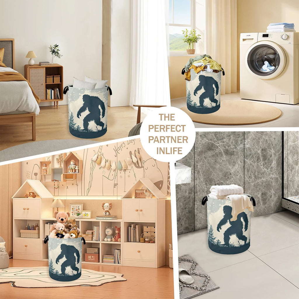 Big Foot Laundry Hamper,Retro Forest Collapsible Laundry Baskets,Waterproof Oxford Cloth Laundry Room Organization