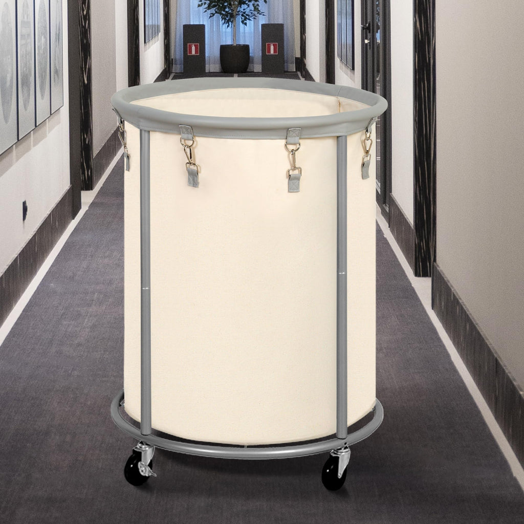 Rolling Laundry Hamper with Wheels - 185L (48 Gallon) Extra Large Industrial Clothes Laundry Basket with Removable