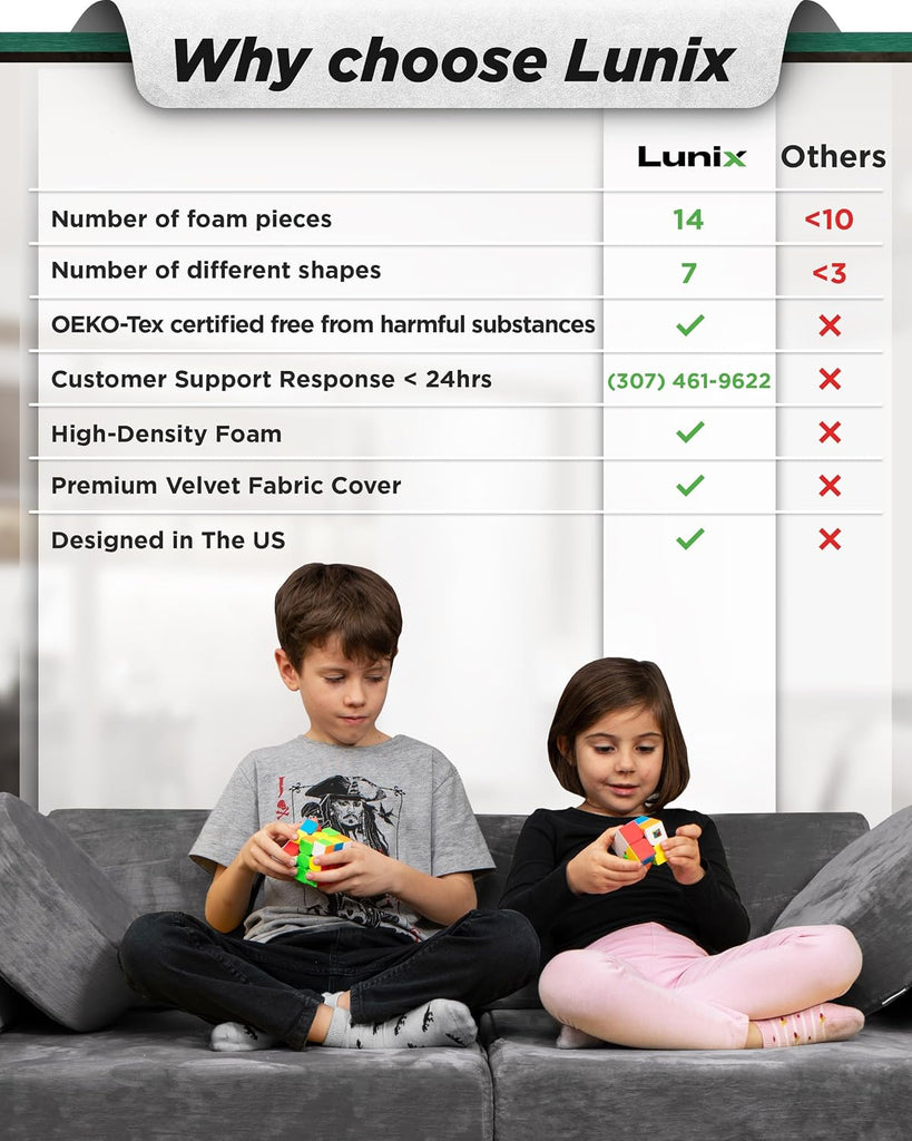Modular Kids Play Couch, Piece Fort Building & Climbing Foam Set