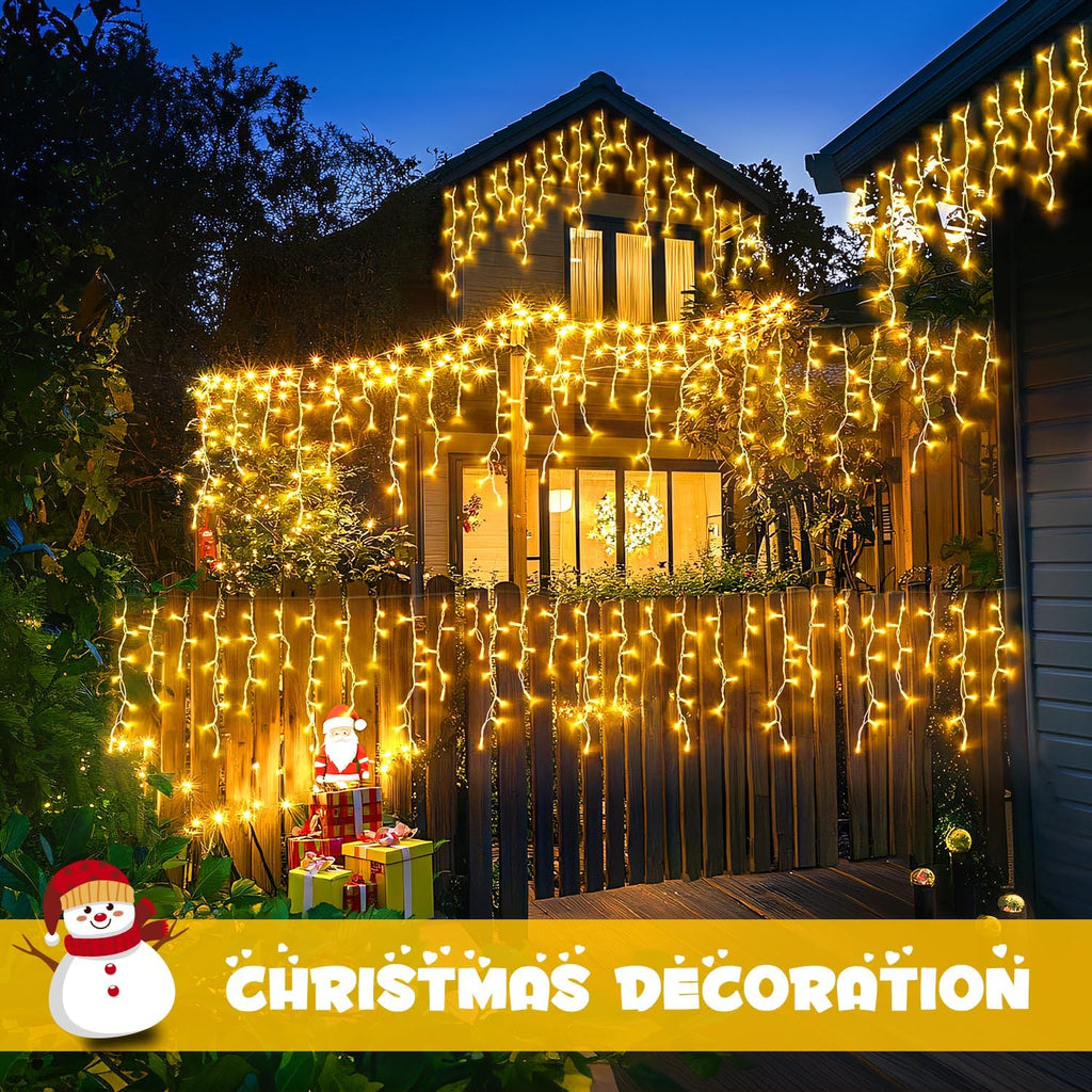 Christmas Icicle Lights for Outside,800 LED Warm White