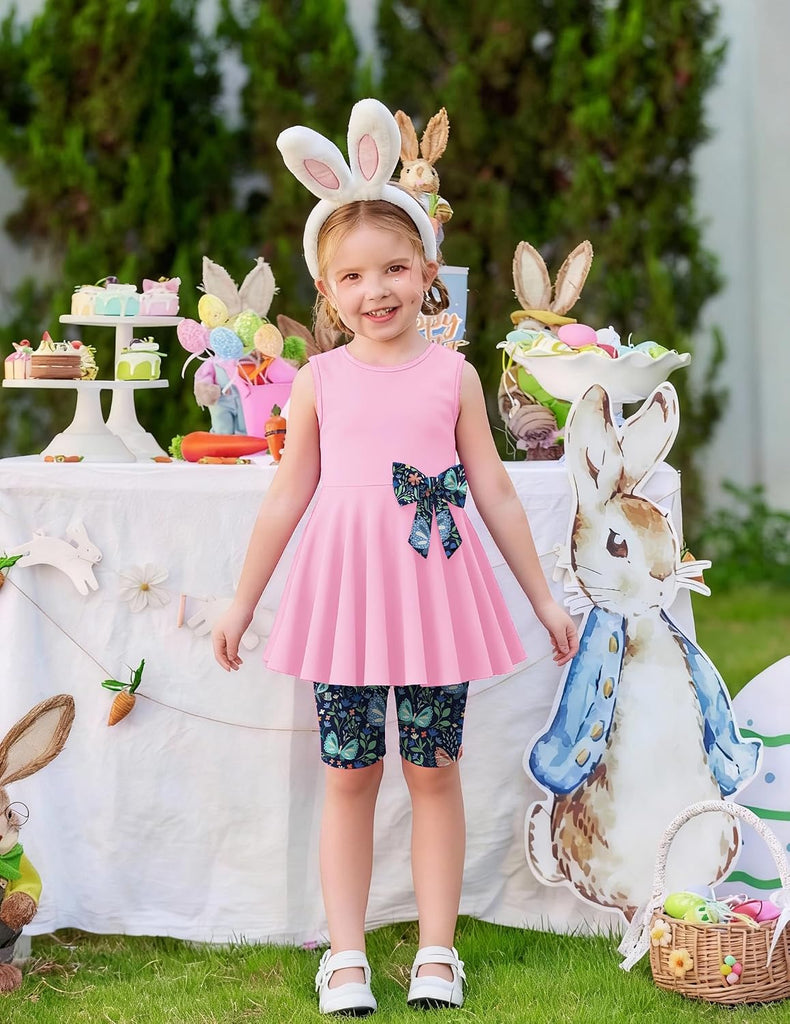 Toddler Girl Summer Clothes Sleeveless Top Dress Bike Shorts Set