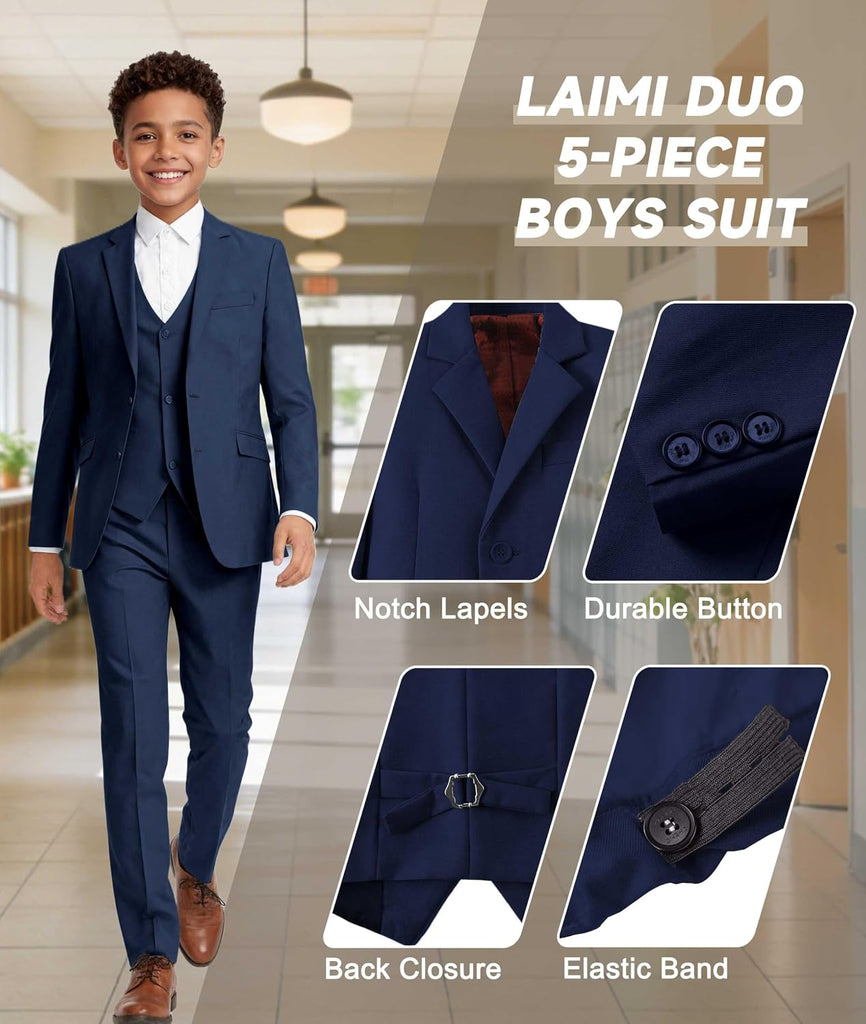 Boys' Suits Kids Formal Tuxedo 5 Piece Wedding Dress Wear Easter Prom Suit