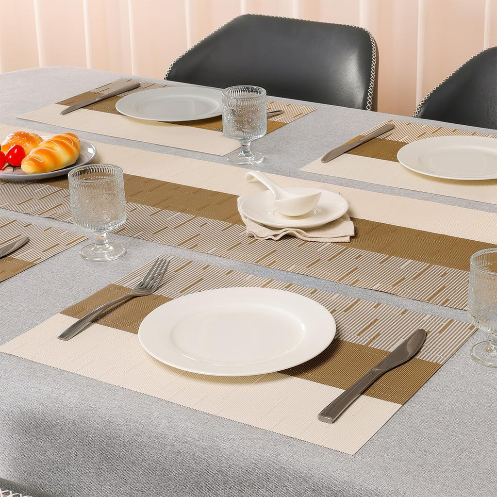 Placemats, Vinyl Woven Heat-Resistant Place Mats - Set of 6