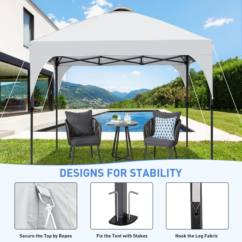 Pop Up Canopy, 10x10 FT Instant Outdoor Canopy Tent with Carrying Bag, 3 Adjustable Heights