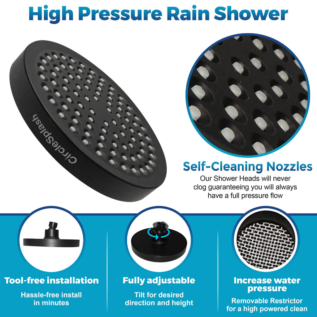 Shower Head - High Pressure 2.5 GPM - Matte Black