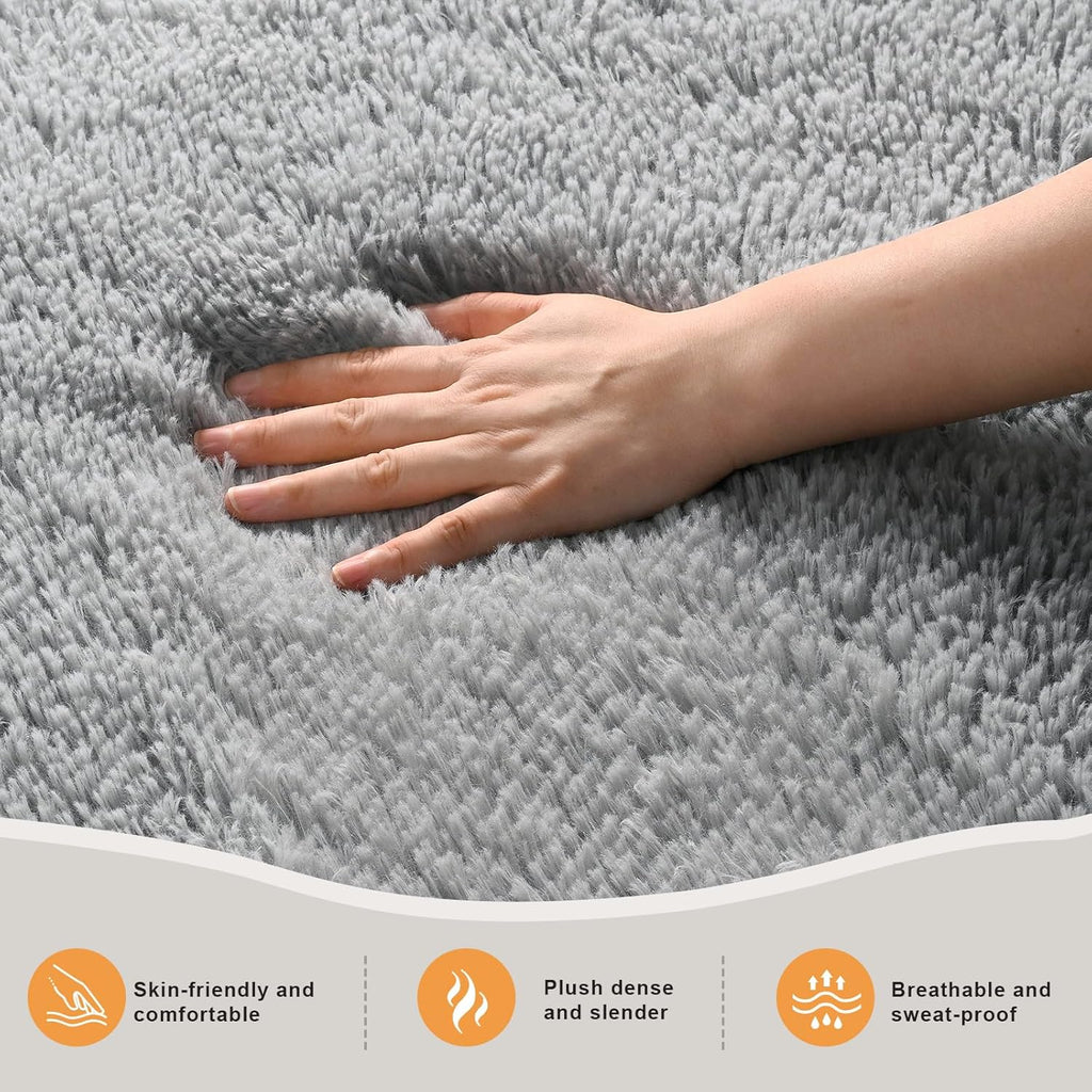 Area Rugs for Living Room Grey Rugs for Bedroom 4x6 Carpet Fluffy Furry Soft Shag Aesthetic Plush High Pile Gray