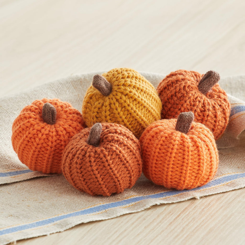Mini Knit Pumpkins Set of 5 (Mini Orange Set)