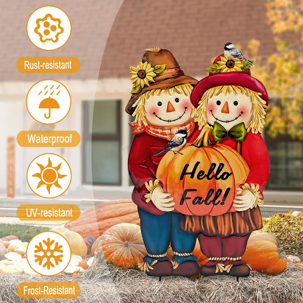 Decorations Outdoor, Thanksgiving Scarecrow with Pumpkin Garden Decor