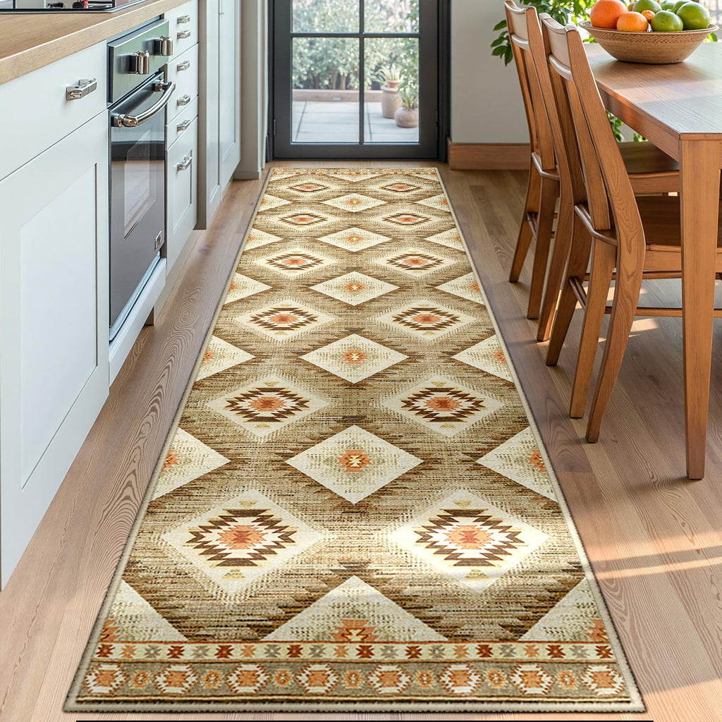2'x10' Washable Area Rug Runner Cream/Camel