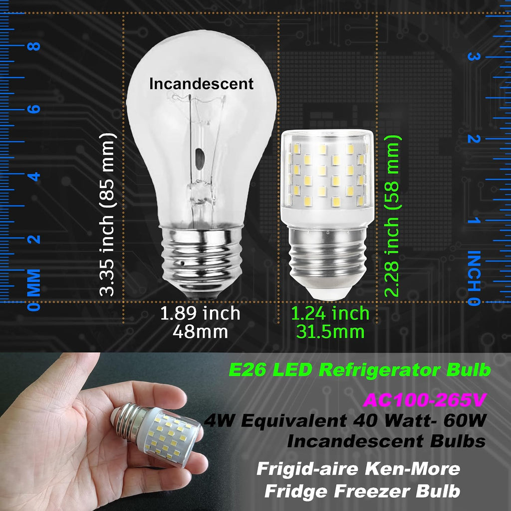 LED Refrigerator Bulb AC100-265V 3.5W E26/E27 6000K Daylight White, 1 Pack