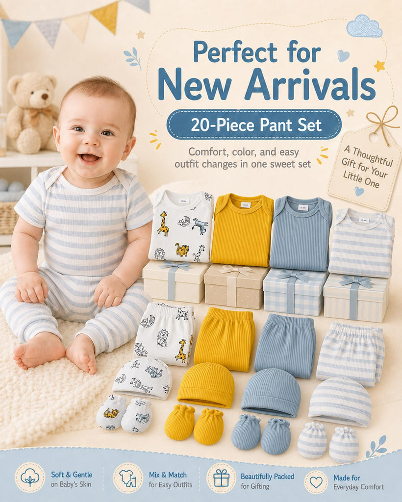 Newborn Baby Boy Clothes Infant Outfits 20 Piece Layette Gift Set Bodysuits Pants Hats Romper Clothing