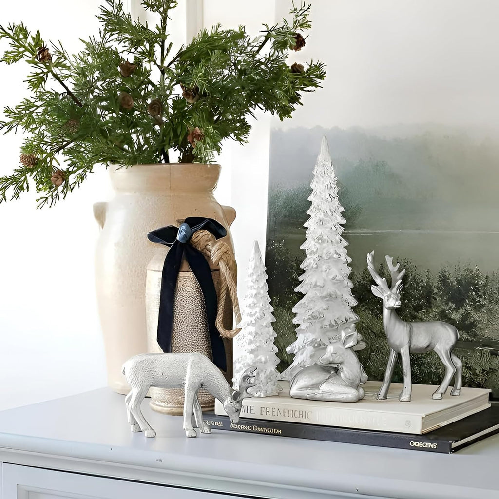 Christmas Decoration Reindeer and Tree Figurines Table Decor