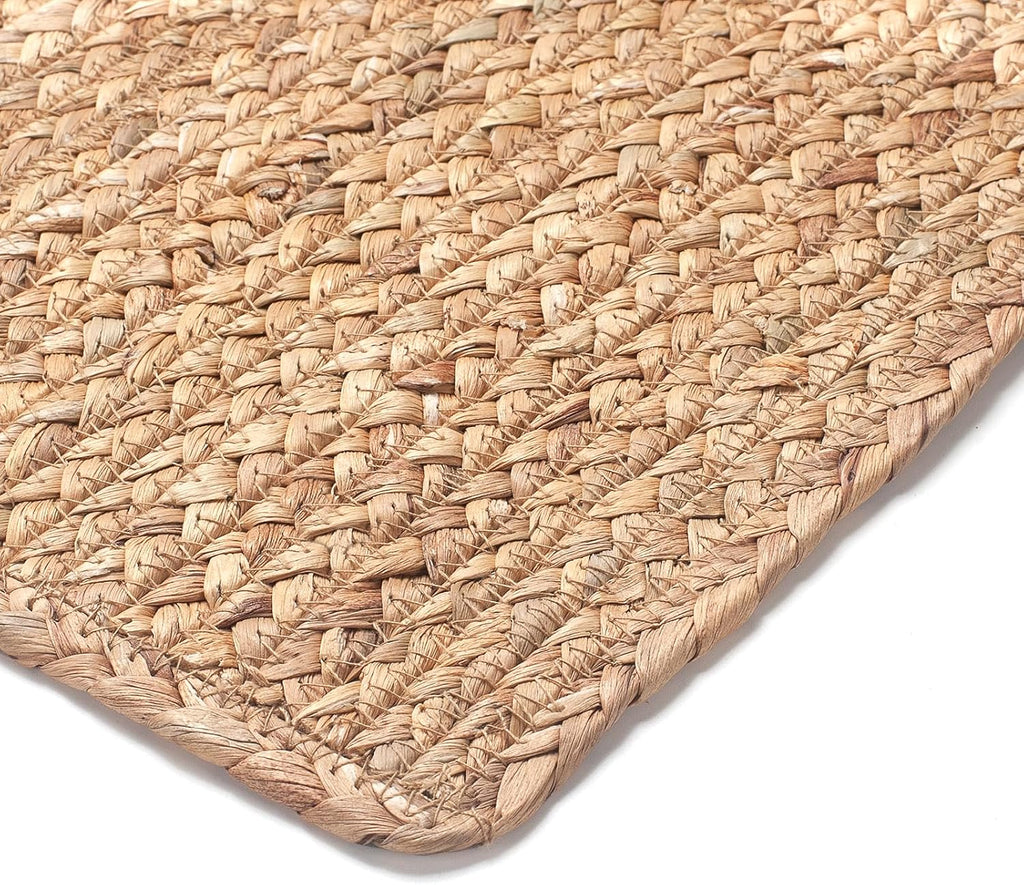 Woven Placemats Set of 6, 17" x 12" Rattan Table Mats, Natural Water Hyacinth Chargers for Dinner Plates, Wicker