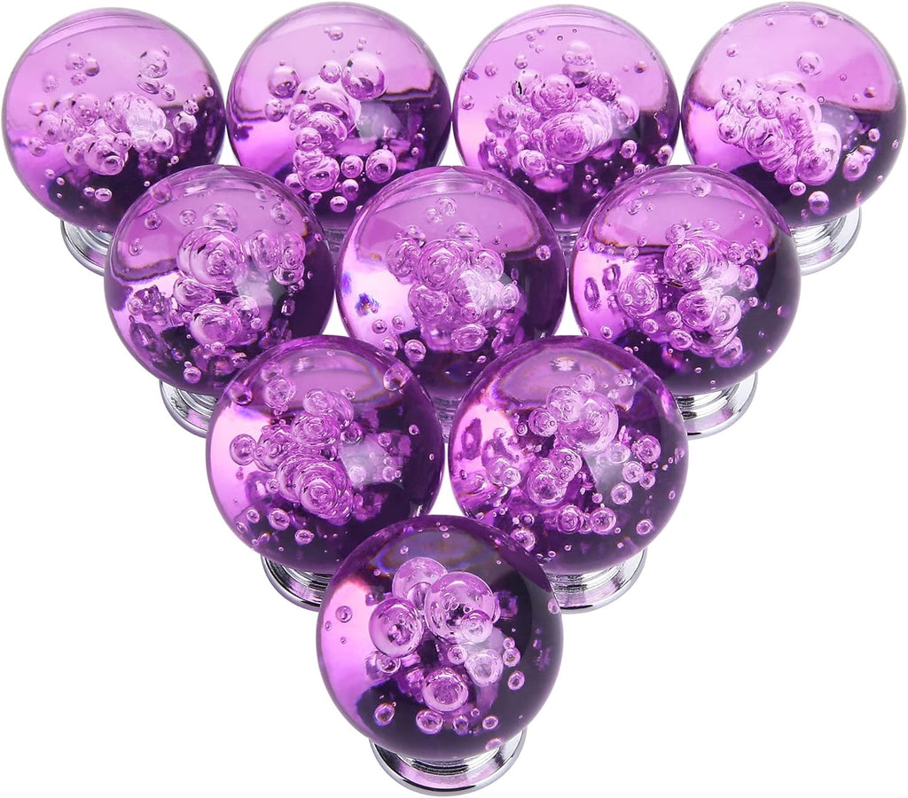 10 PCS Crystal Cabinet Knobs Round Glass Bubbles Dresser Knobs Smooth Drawer Knobs Handle for Home, Cabinet, Drawer and