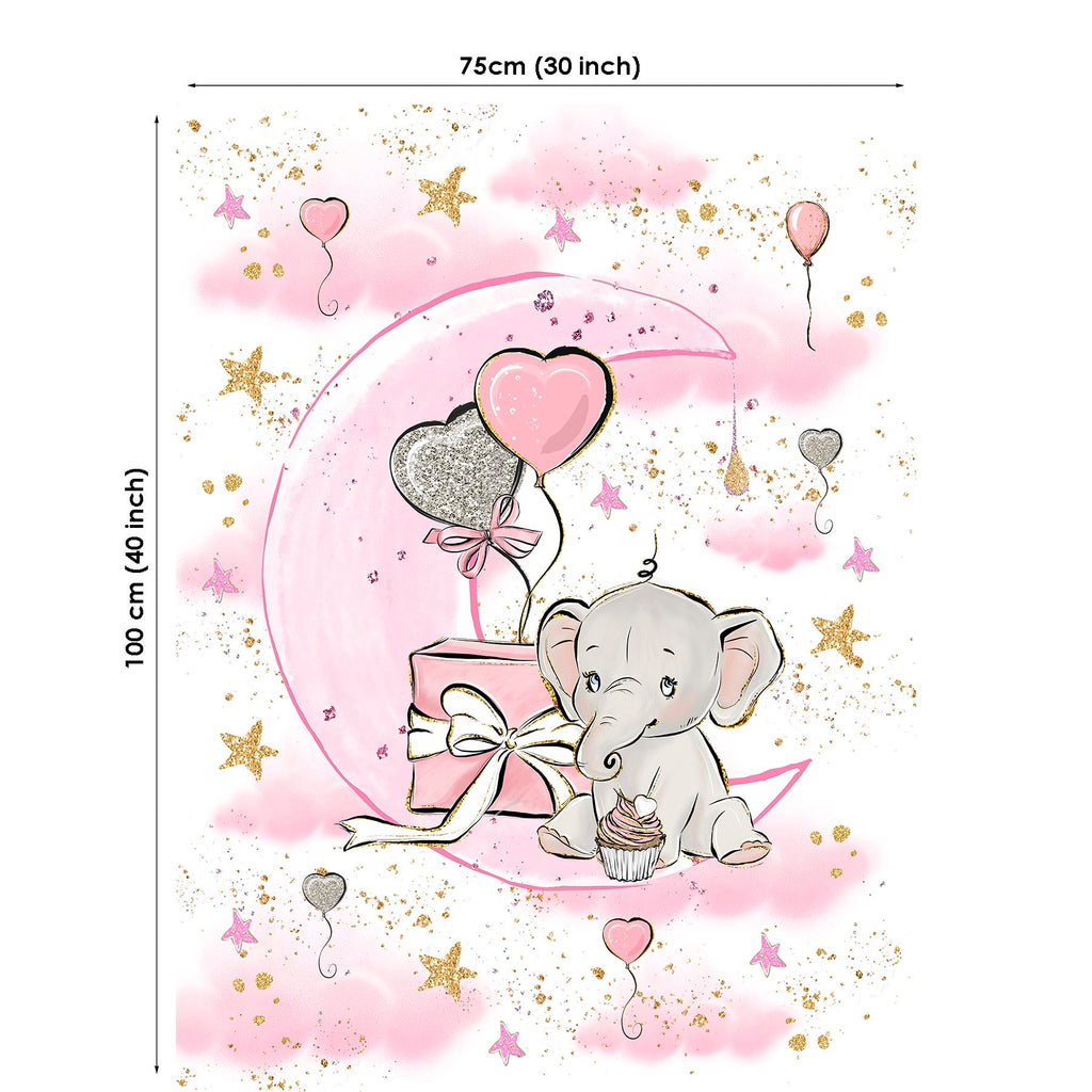 Elephant Fabric Panel for Quilting, Pink Moon, 30x40 in
