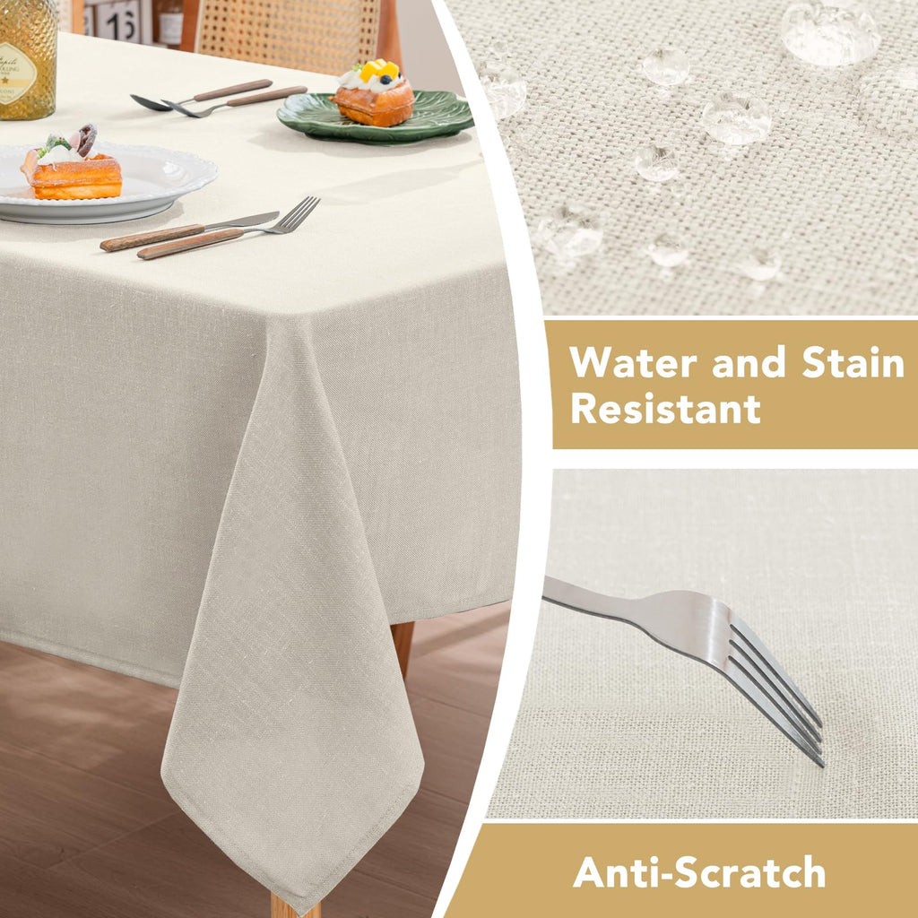 Linen Table Cloths Rectangle 60 x 84 Inch Premium Tablecloth Spill-Proof Waterproof Table Cover for Dining Buffet