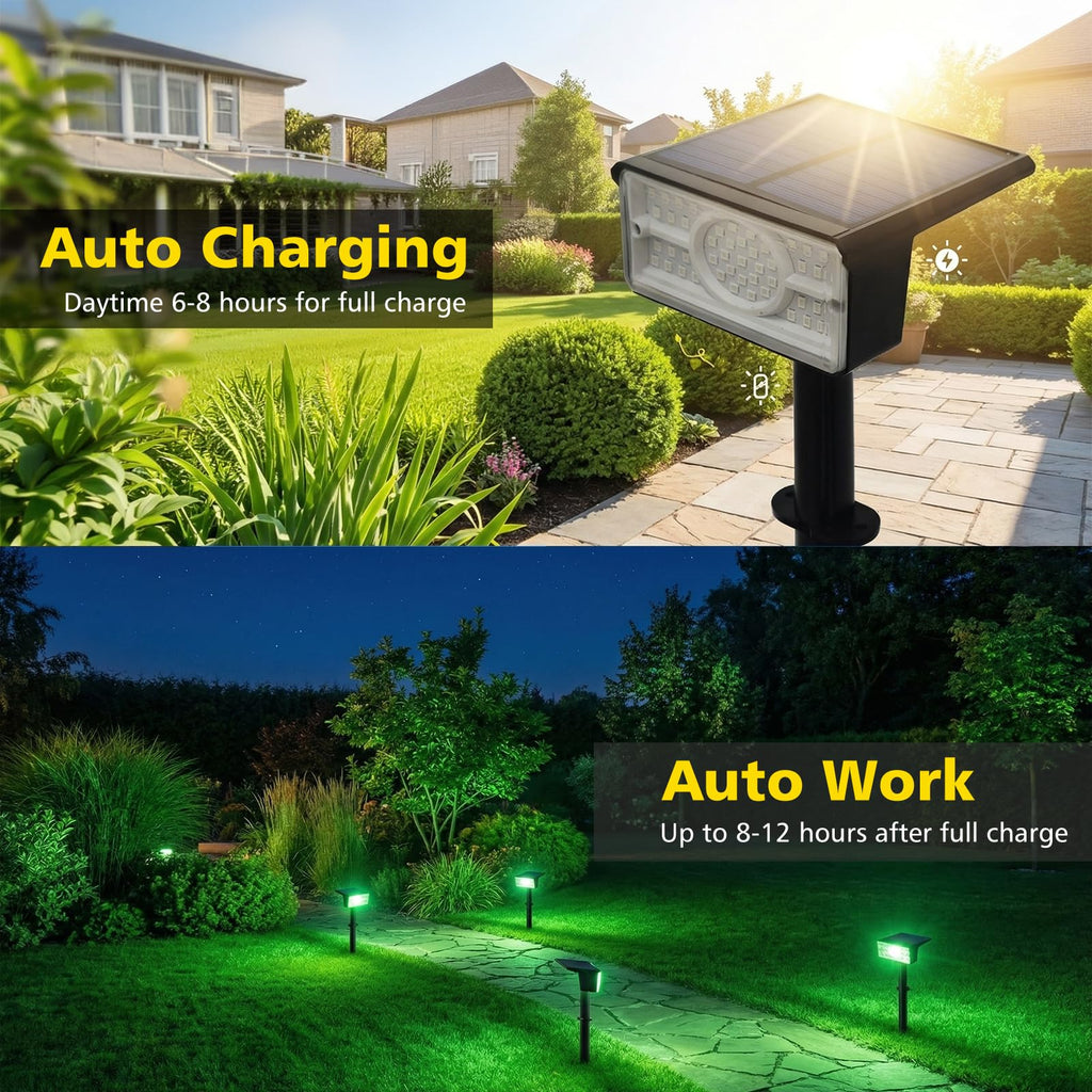 Green Solar Spot Lights Outdoor Waterproof, 4 Pack